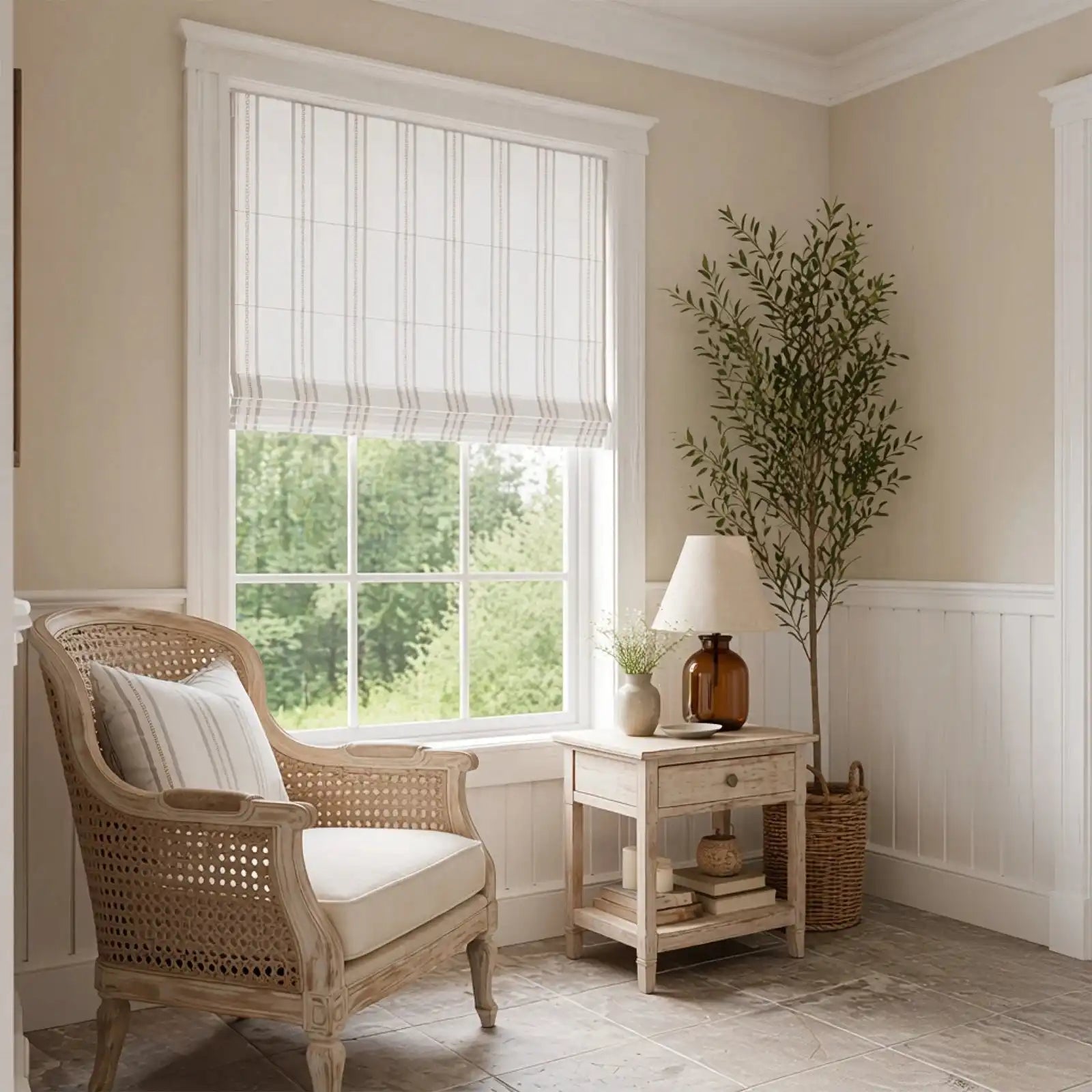 Ocean-Brown Stripes on White