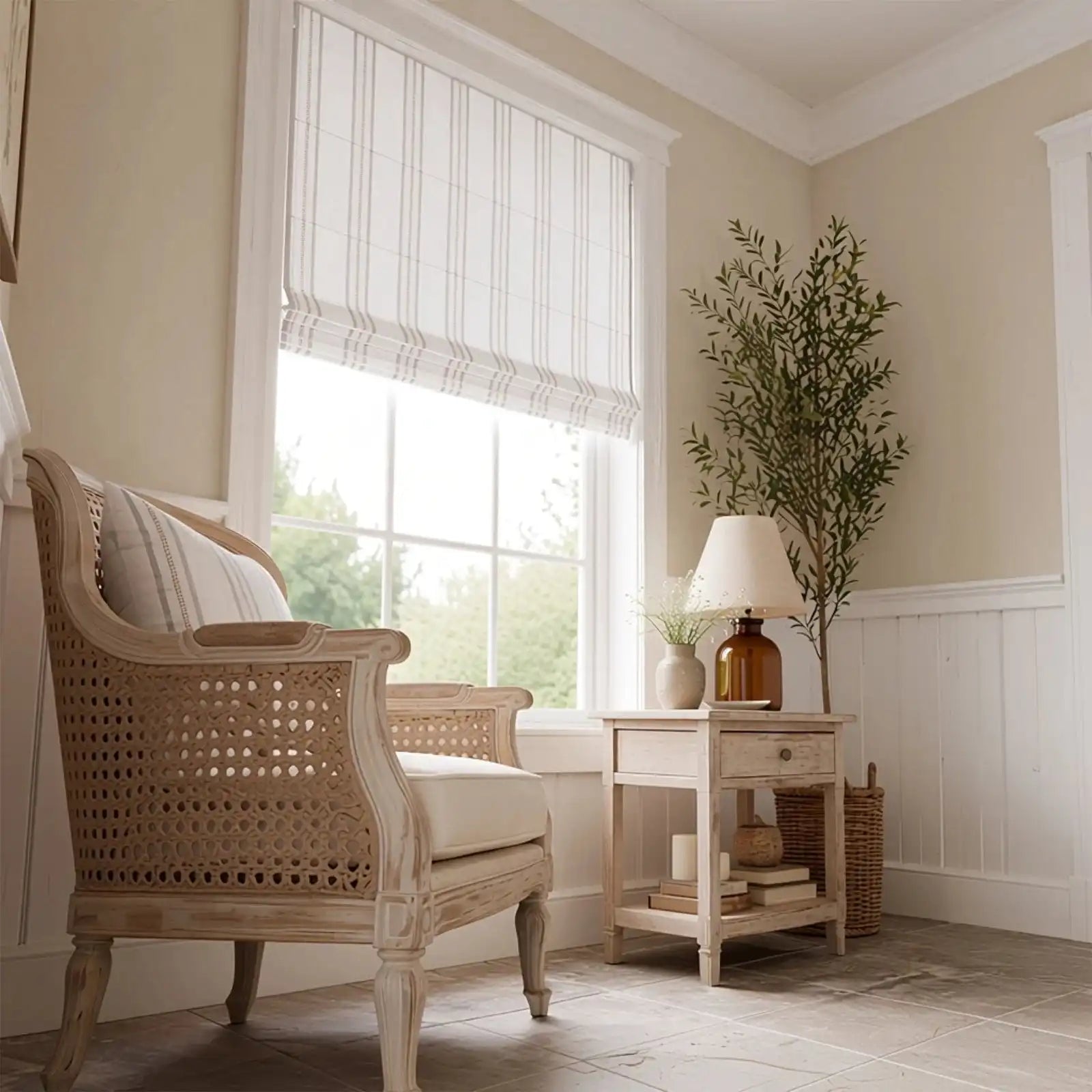 Ocean-Brown Stripes on White