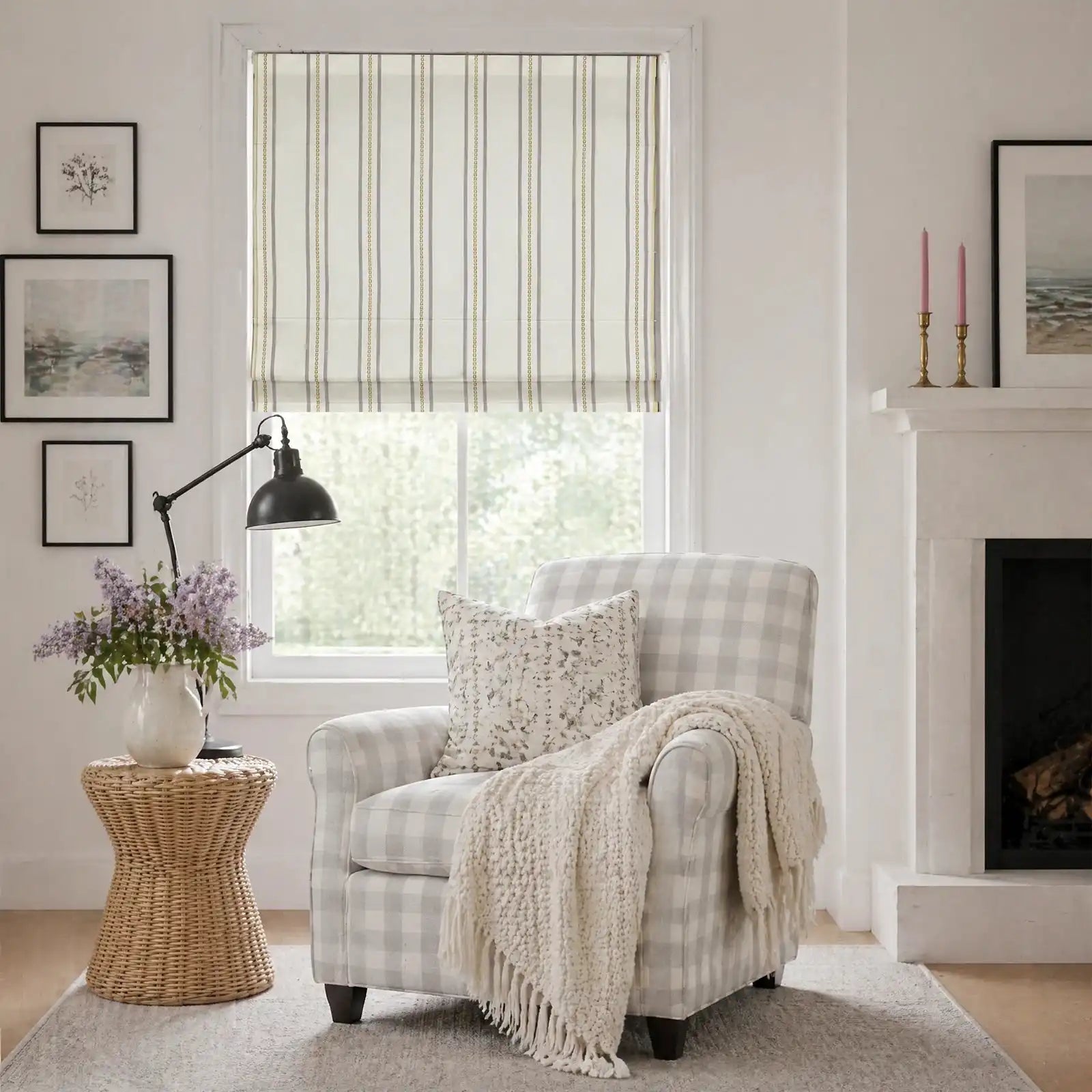 Ocean Woven Stripes Roman Shades