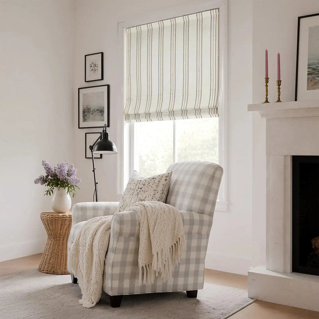 Ocean Woven Stripes Roman Shades