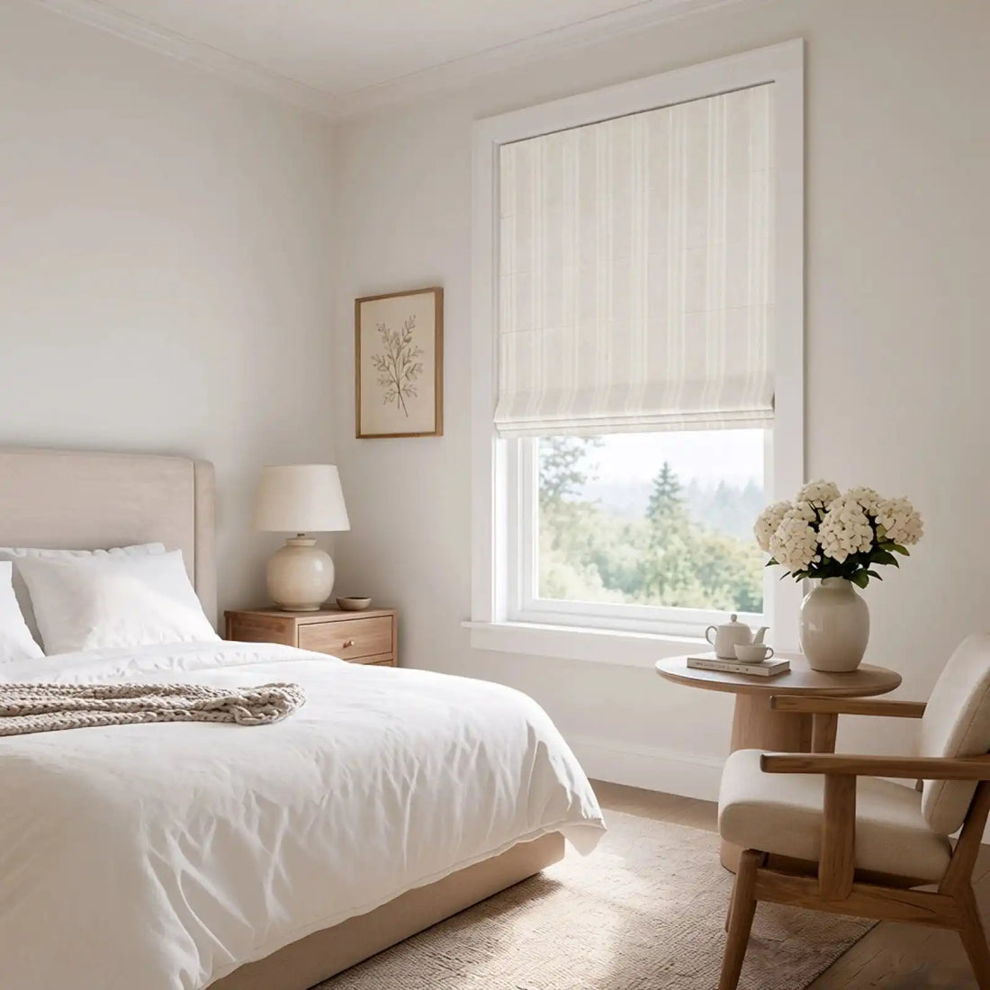 Ocean Woven Stripes Roman Shades
