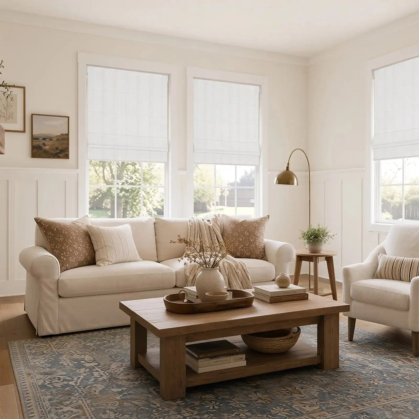 Ocean Woven Stripes Roman Shades