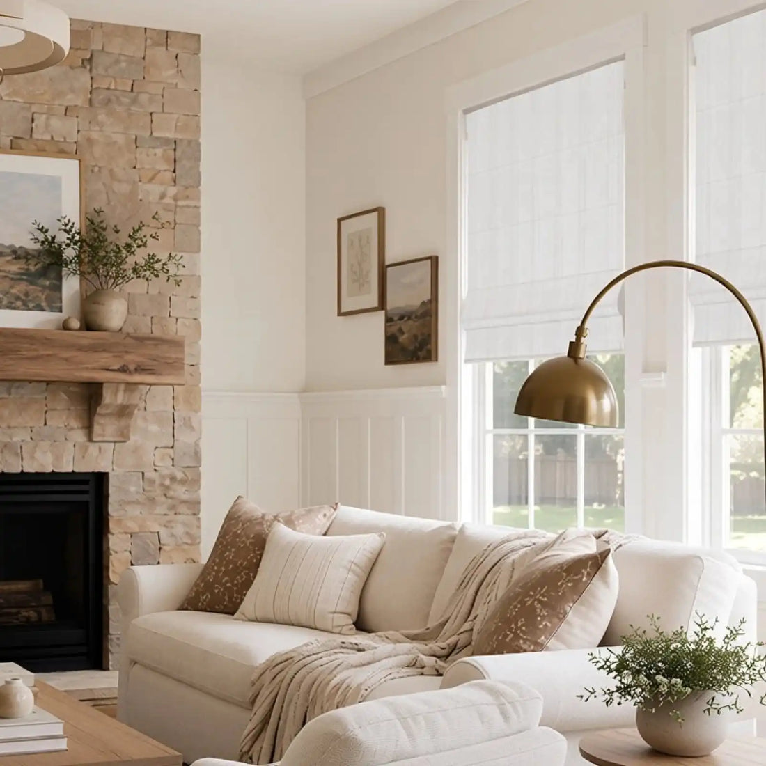 Ocean Woven Stripes Roman Shades