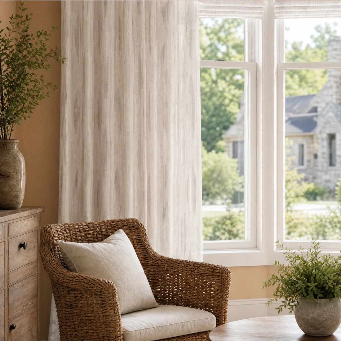 Odette Jacquard Pattern Sheer Curtains