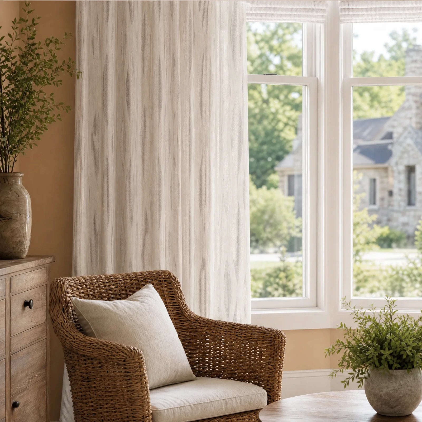 Odette Jacquard Pattern Sheer Curtains
