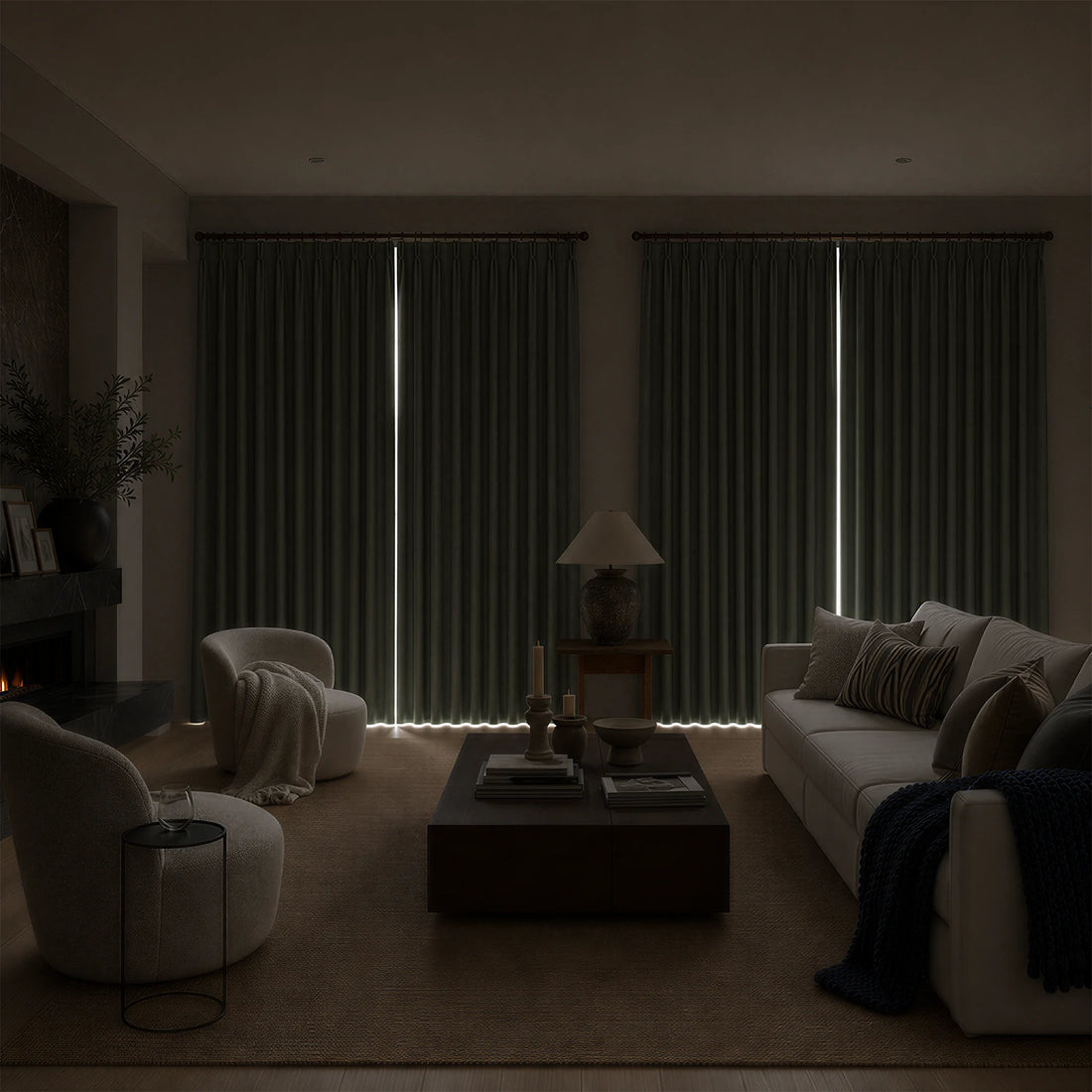 Orion Linen Look 100% Blackout Curtains