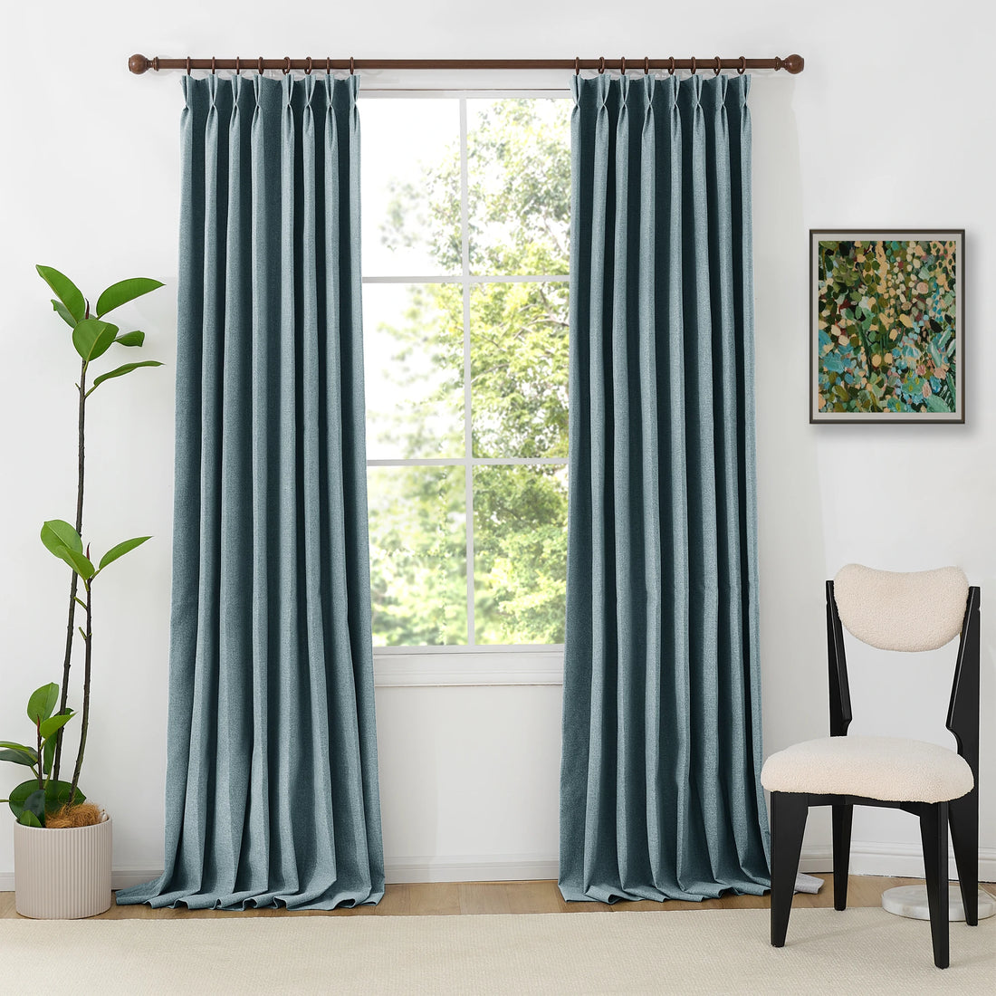 Orion Blackout Curtains Bluish Green Front View