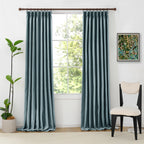 Orion Blackout Curtains Bluish Green Front View