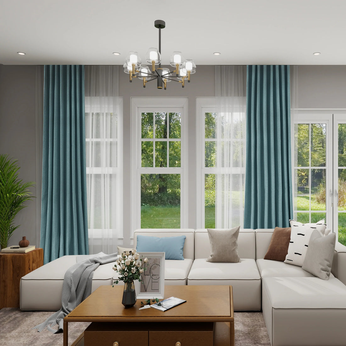 Orion Blackout Curtains Bluish Green Display