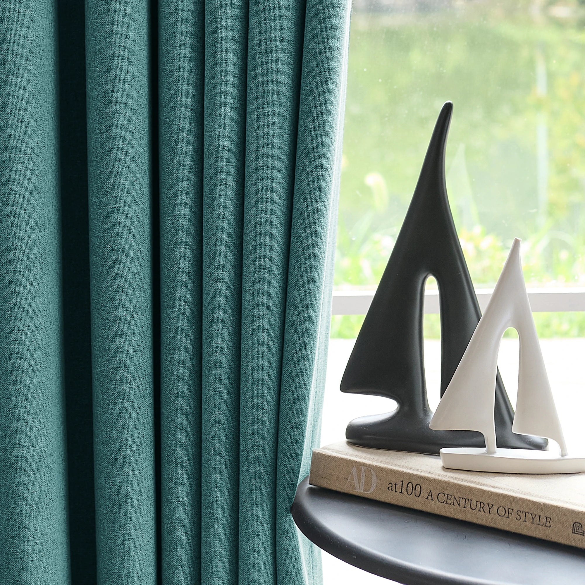 Orion Blackout Curtains Bluish Green Details
