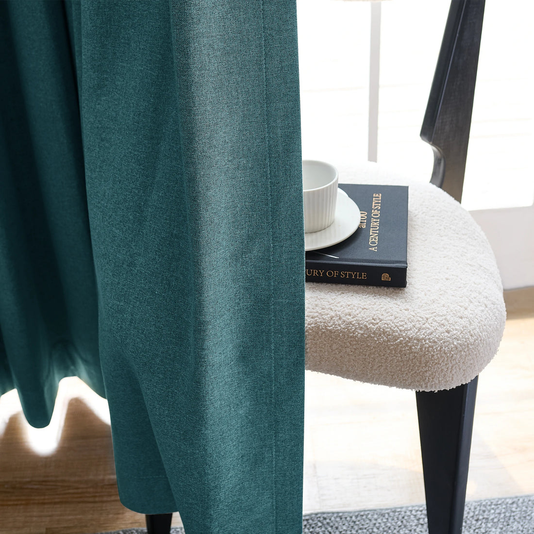 Orion Blackout Curtains Bluish Green Fabric