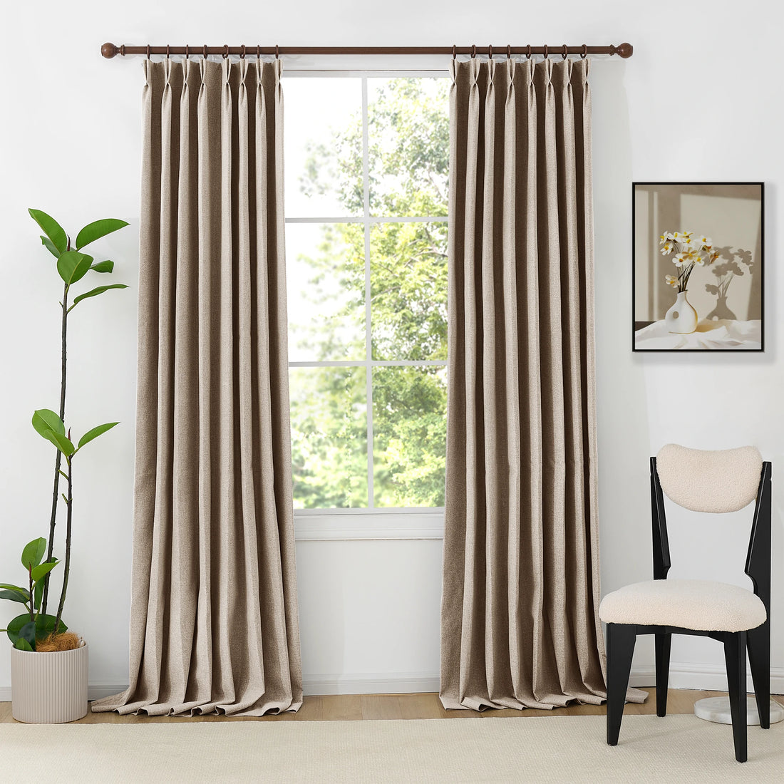 Orion Blackout Curtains Khaki Front View