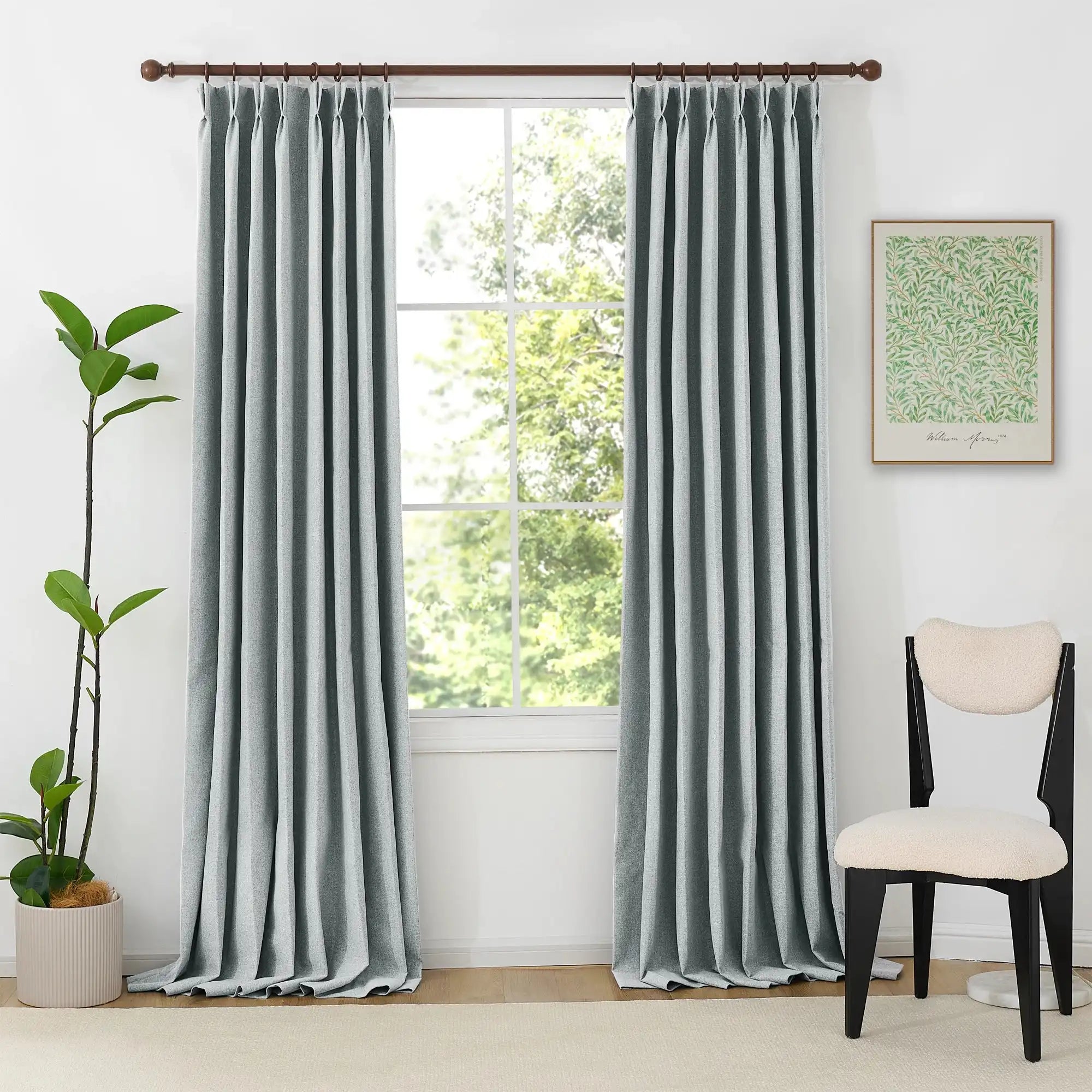 Orion Blackout Curtains Light Grayish Green Front View