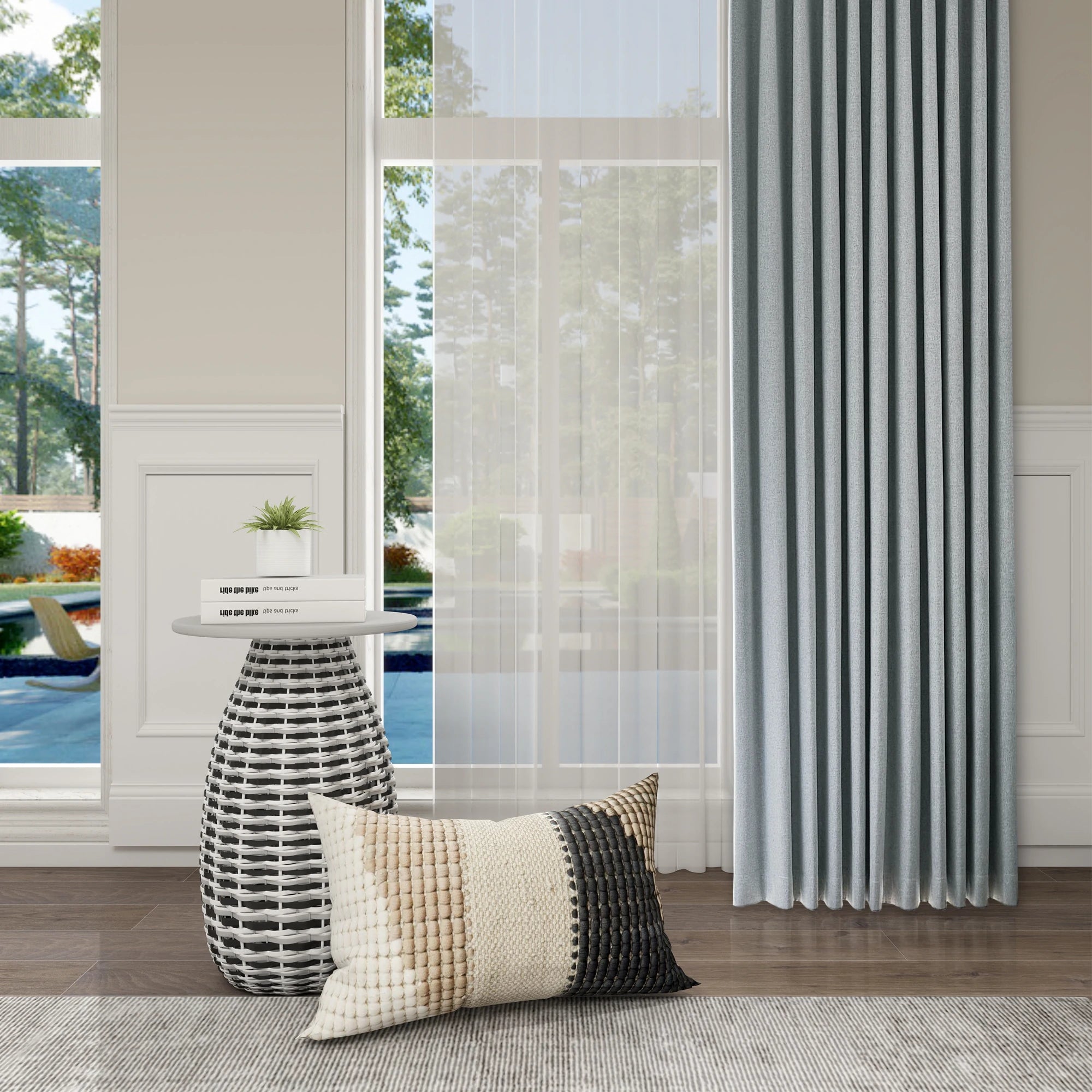 Orion Blackout Curtains Light Grayish Green Details