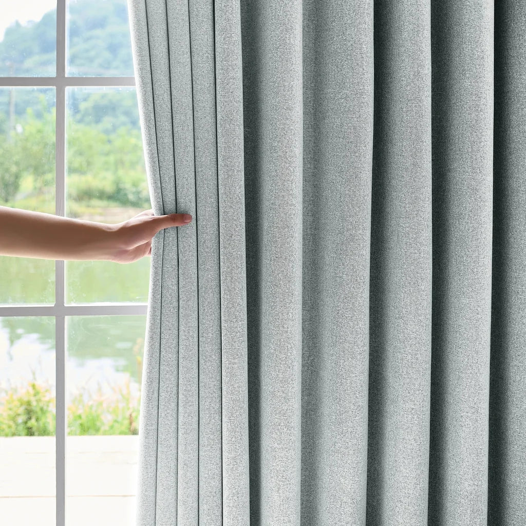 Orion Blackout Curtains Light Grayish Green Details