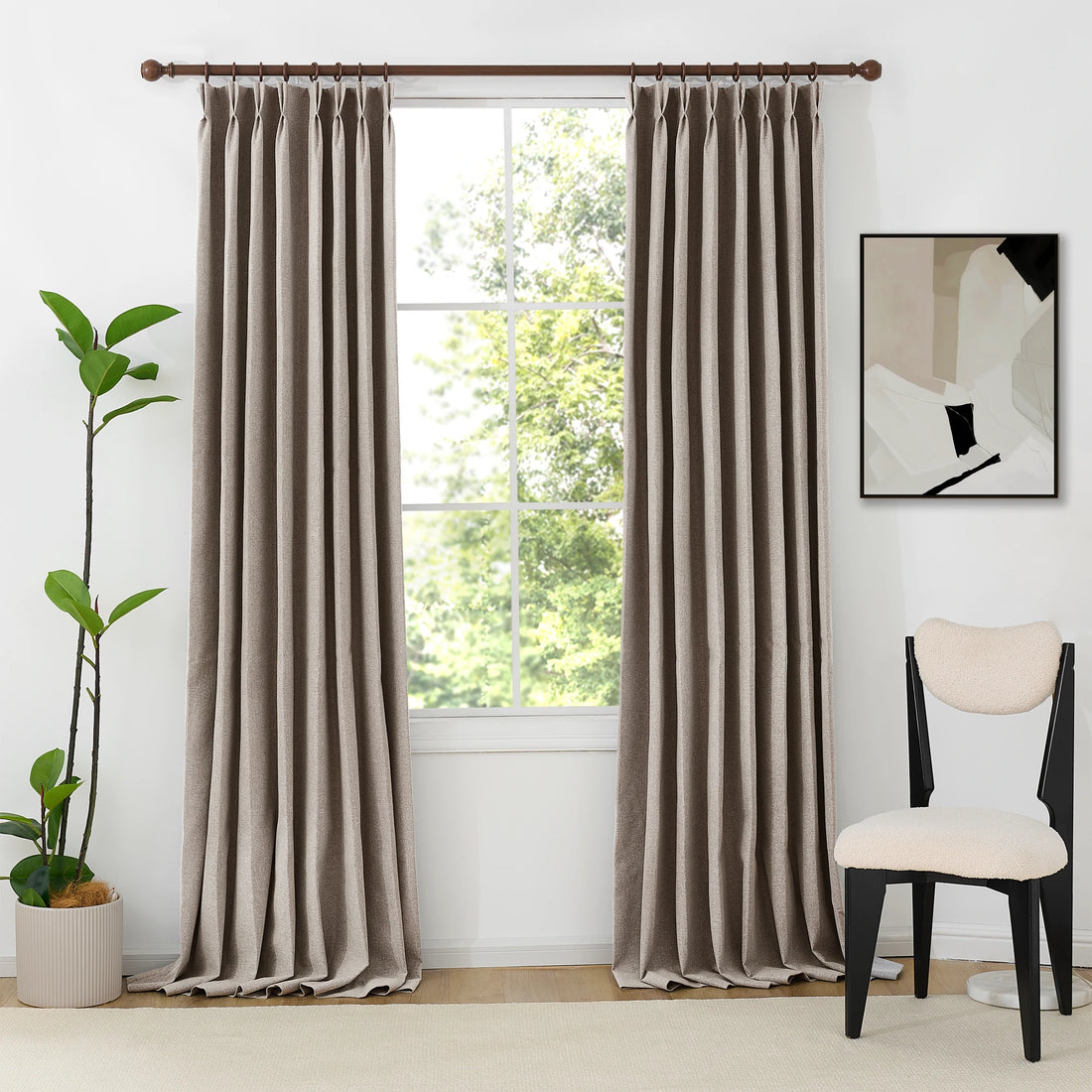 Orion Blackout Curtains Natural Beige Front View