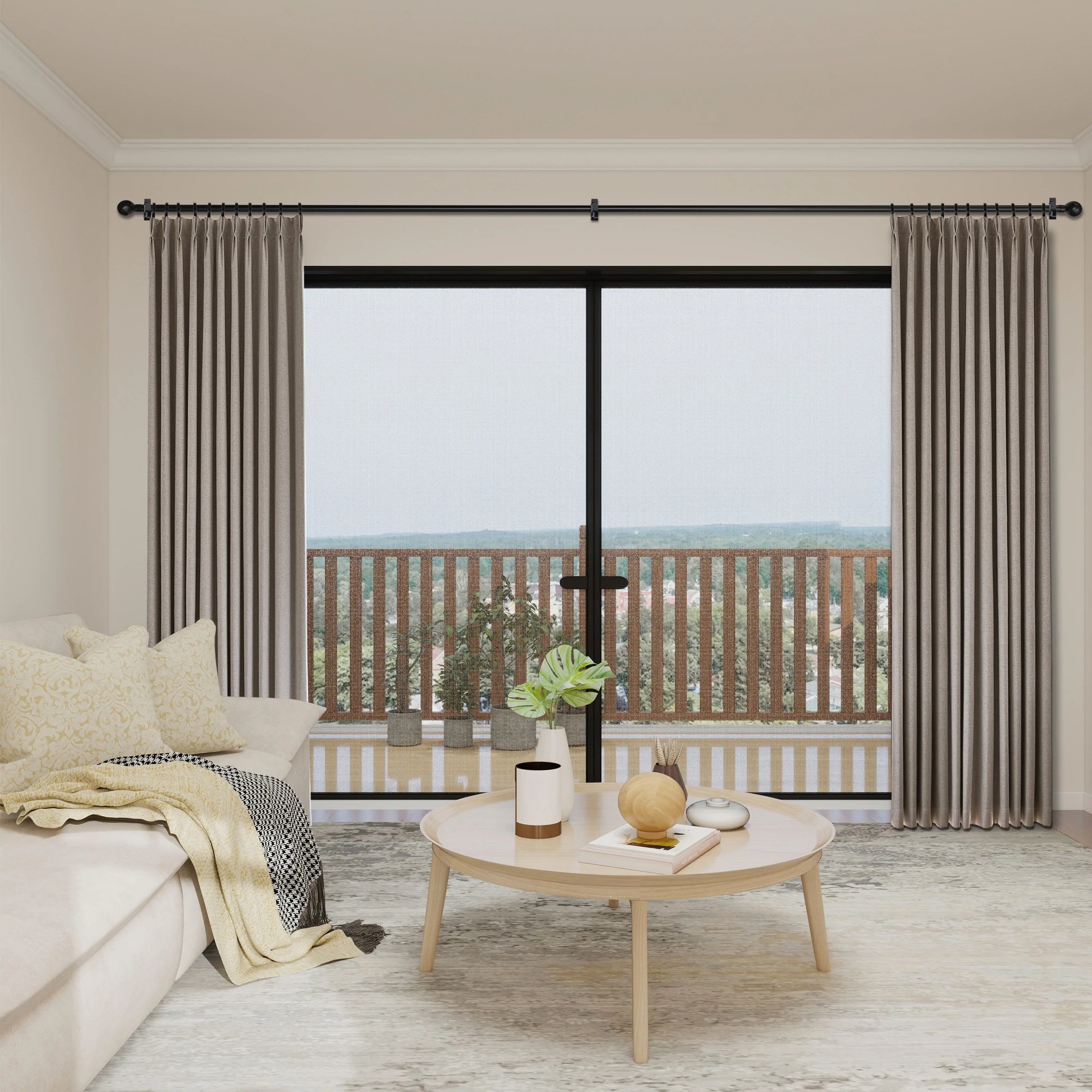 Orion Blackout Curtains Natural Beige Display