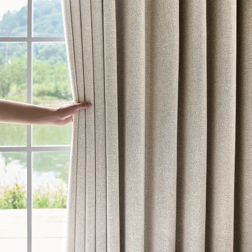 Orion Blackout Curtains Natural Beige Details
