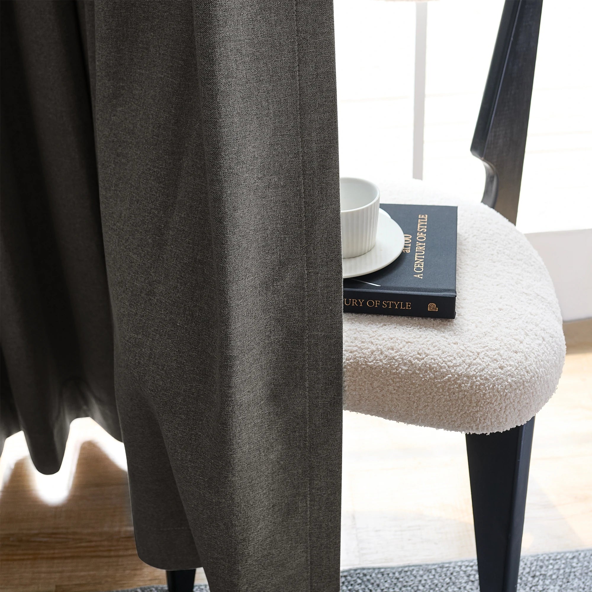 Orion Blackout Curtains Taupe Fabric Details