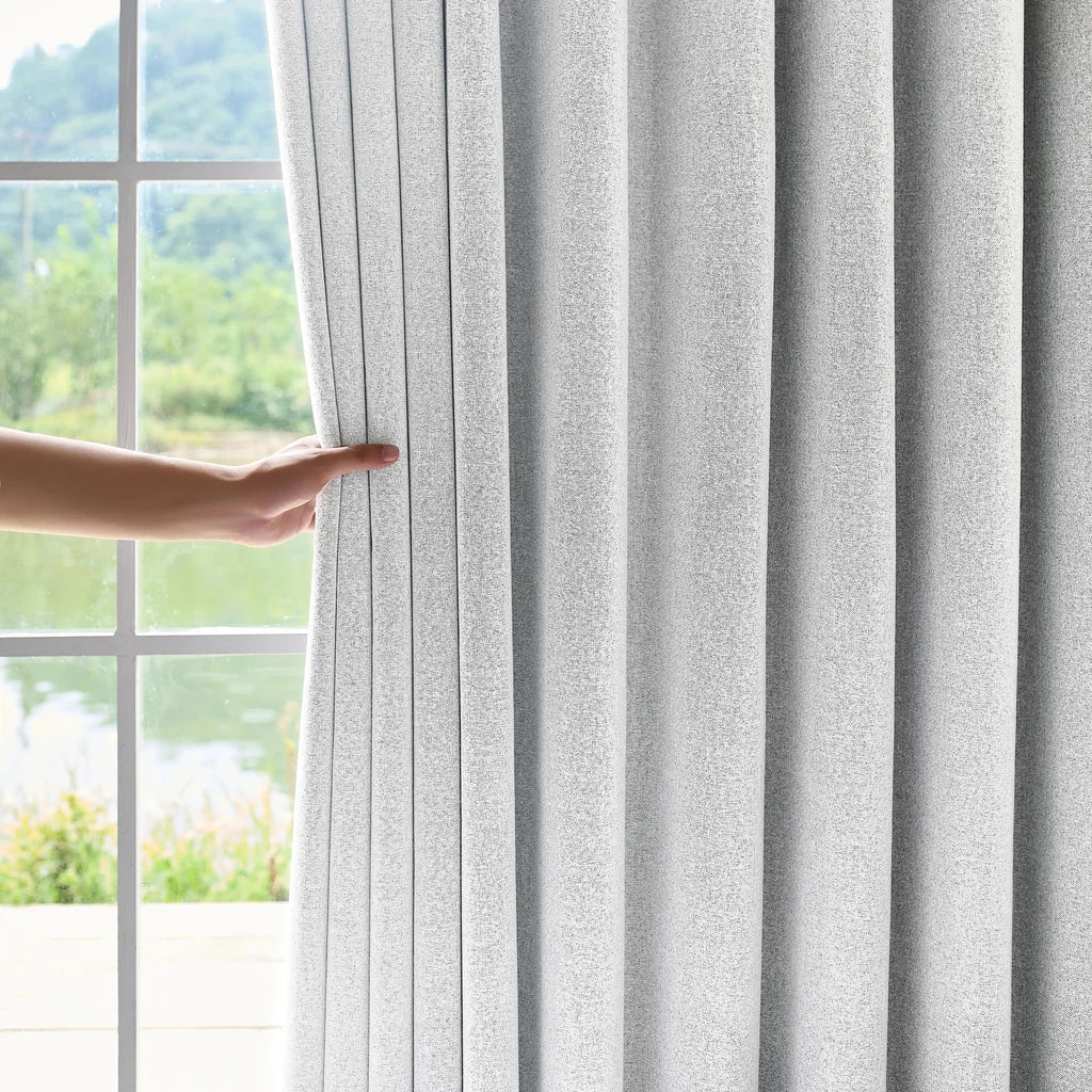 Orion Blackout Curtains White Gray Details