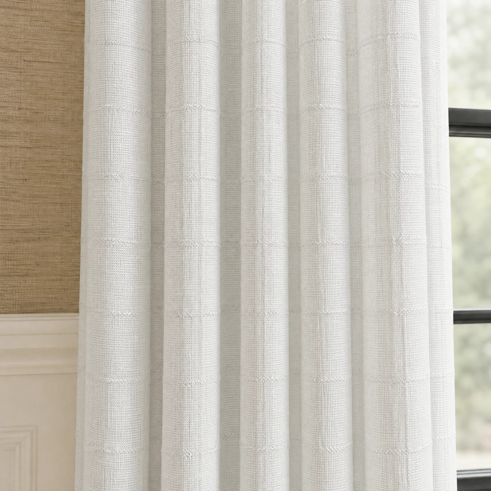 Preston Grid Jacquard Cotton Blend Curtains