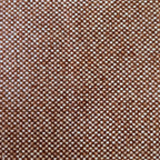 A flat, straight-on full-frame macro view showing the tight, uniform basketweave structure of the fabric, characterized by an even, repeating grid of white and rich caramel yarns.