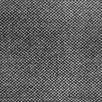 A close-up texture shot of the dark gray fabric, featuring a soft, organic rumple in the center that highlights the rich basketweave pattern of interwoven dark charcoal and contrasting off-white threads.