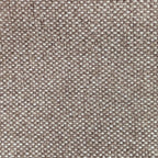 A flat, full-frame macro shot showcasing the tight, uniform basketweave texture of the fabric, featuring a detailed blend of grayish-brown and off-white threads.