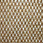 A flat, full-frame macro shot highlighting the uniform and tight basketweave pattern of the curtain fabric, composed of a precise grid of light brown and cream yarns.