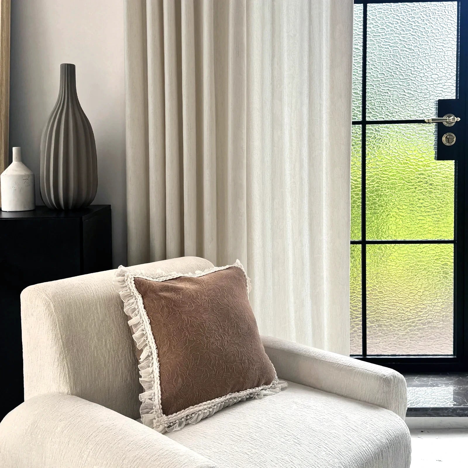 Samuel Floral Jacquard Linen Blend Sheer Curtains