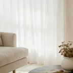 Sheer window treatments featuring Beige Sarah Semi Sheer Curtains for a sophisticated minimalist interior