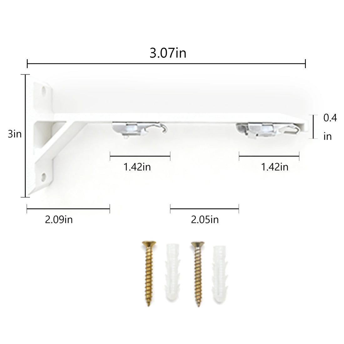 Tagore custom curtain rod white accessories (horizontal view)