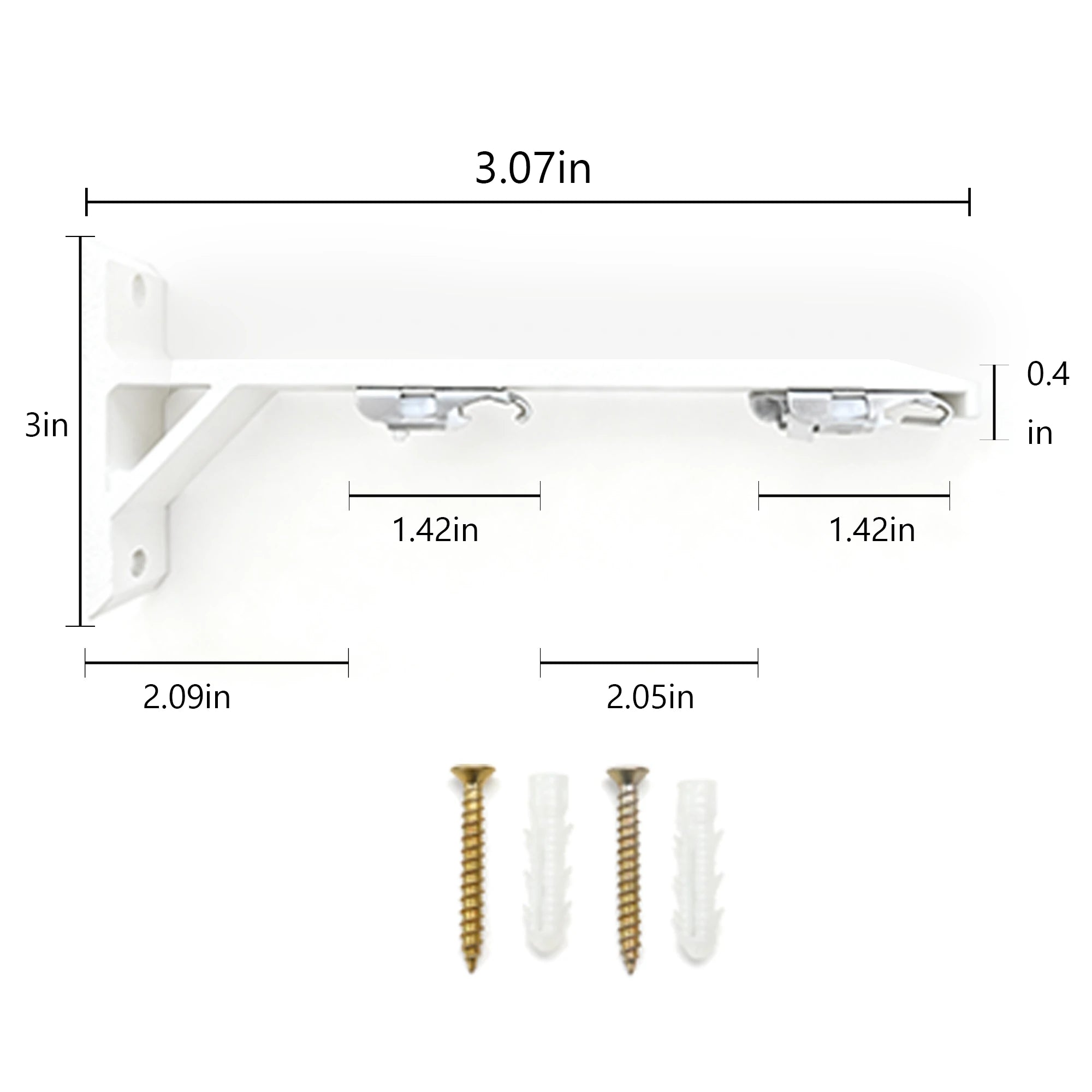 Tagore custom curtain rod white accessories (horizontal view)