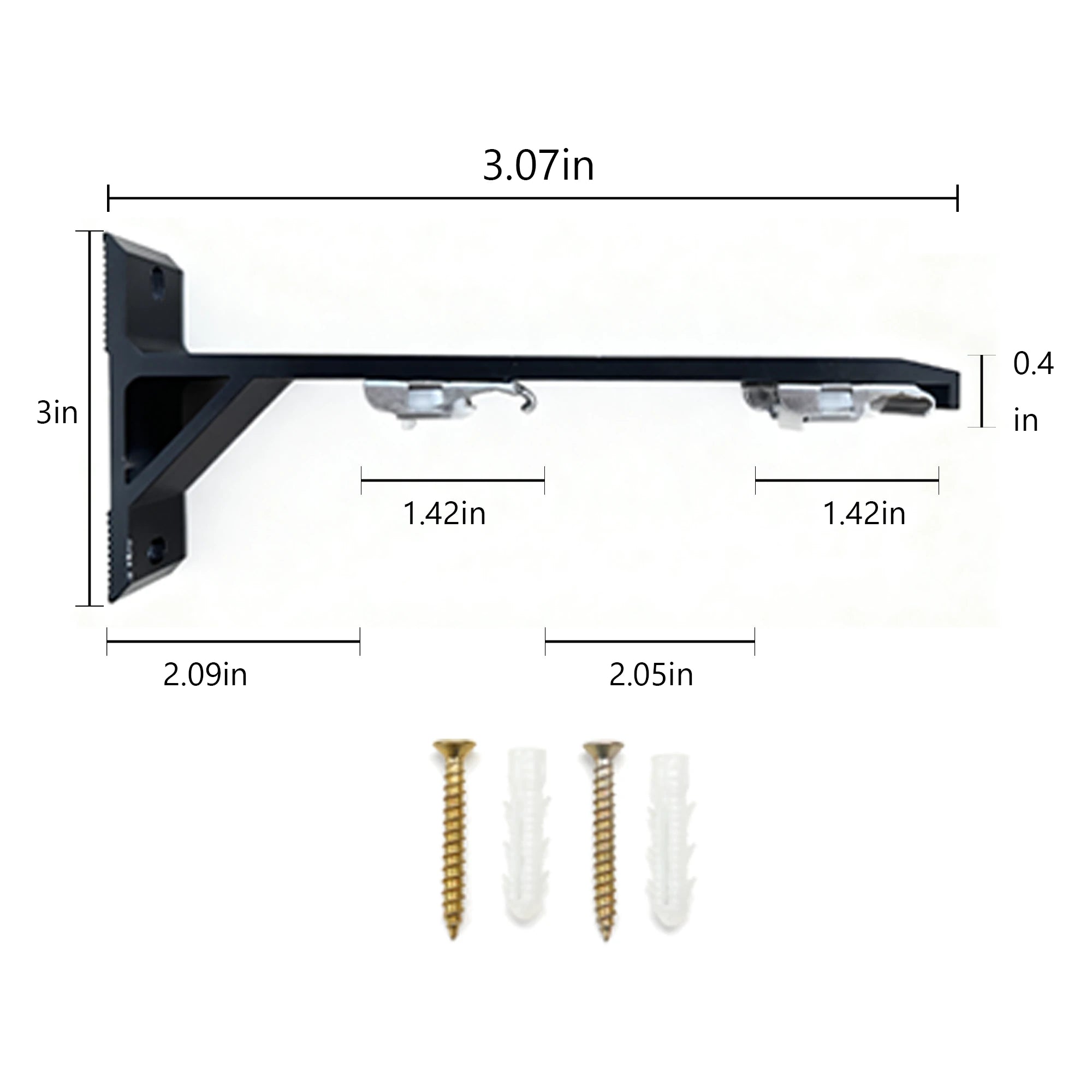 Tagore custom curtain rod black accessories (horizontal view)