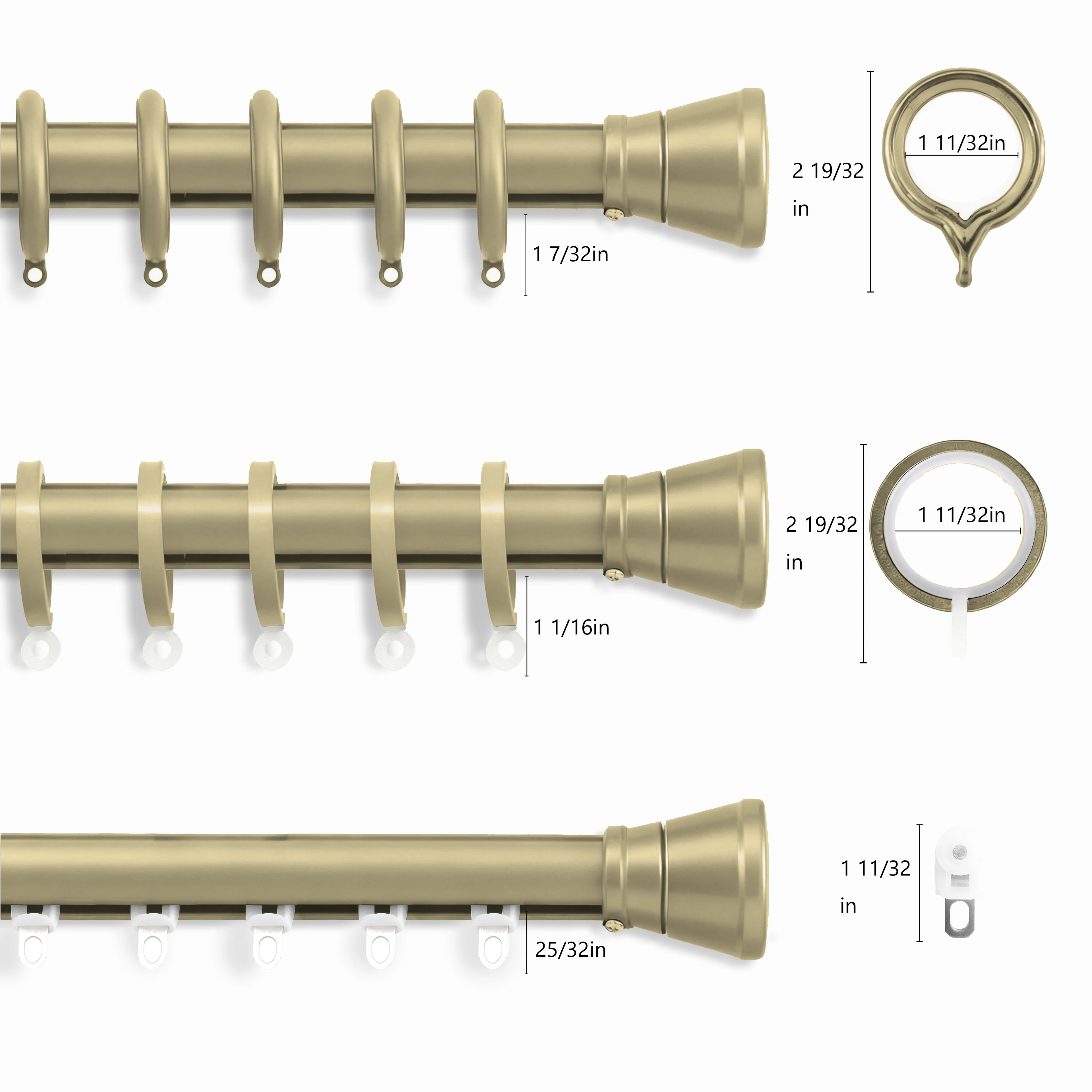 The size of three kinds of gold ring options