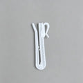Set of 20 white plastic Zoe curtain hooks with adjustable height, designed for securing curtains on rods, ideal for home decor.
