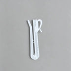 Set of 20 white plastic Zoe curtain hooks with adjustable height, designed for securing curtains on rods, ideal for home decor.