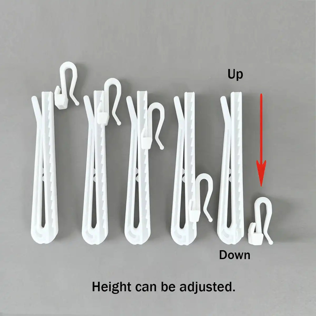 Zoe curtain hooks Height can be adjusted.

