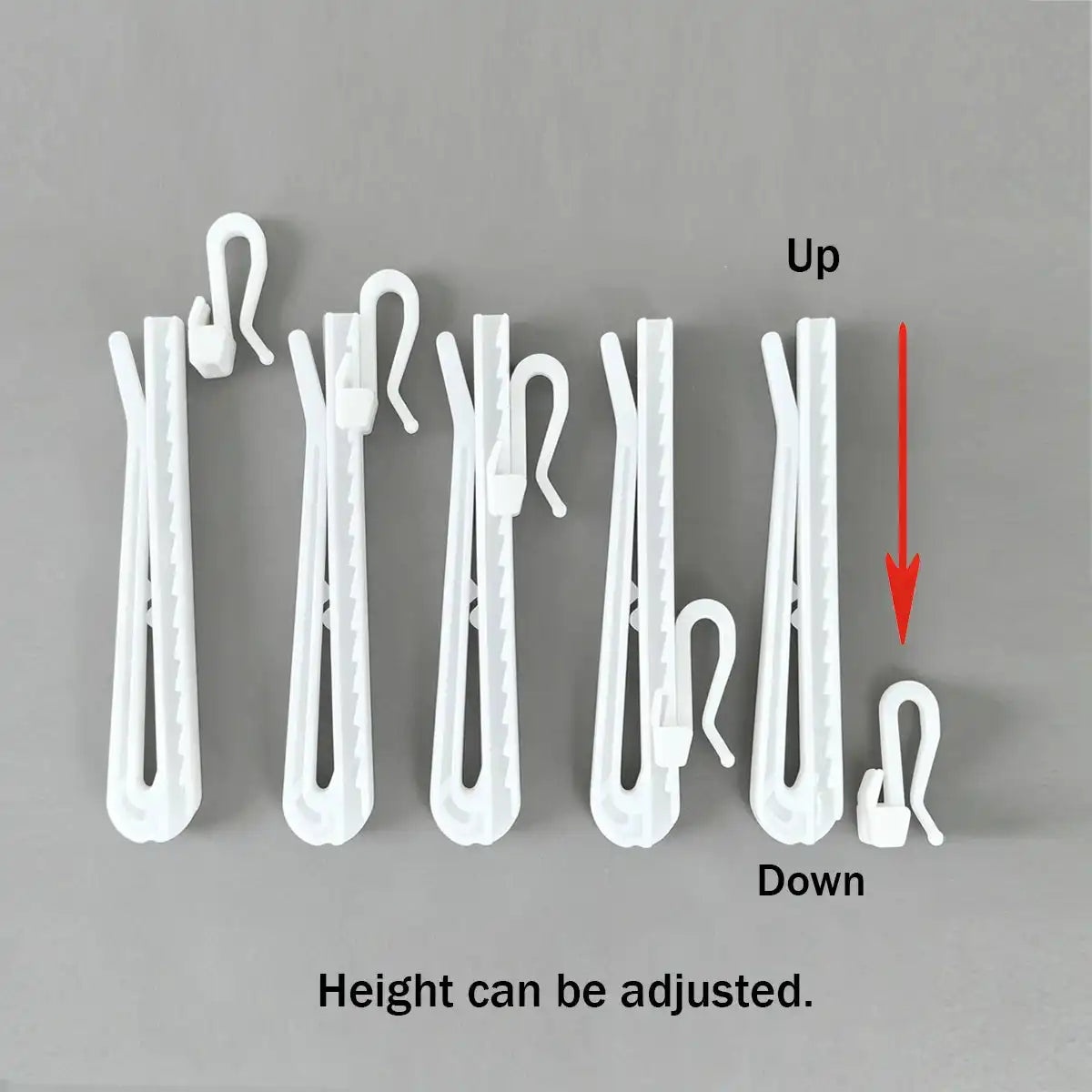 Zoe curtain hooks Height can be adjusted.

