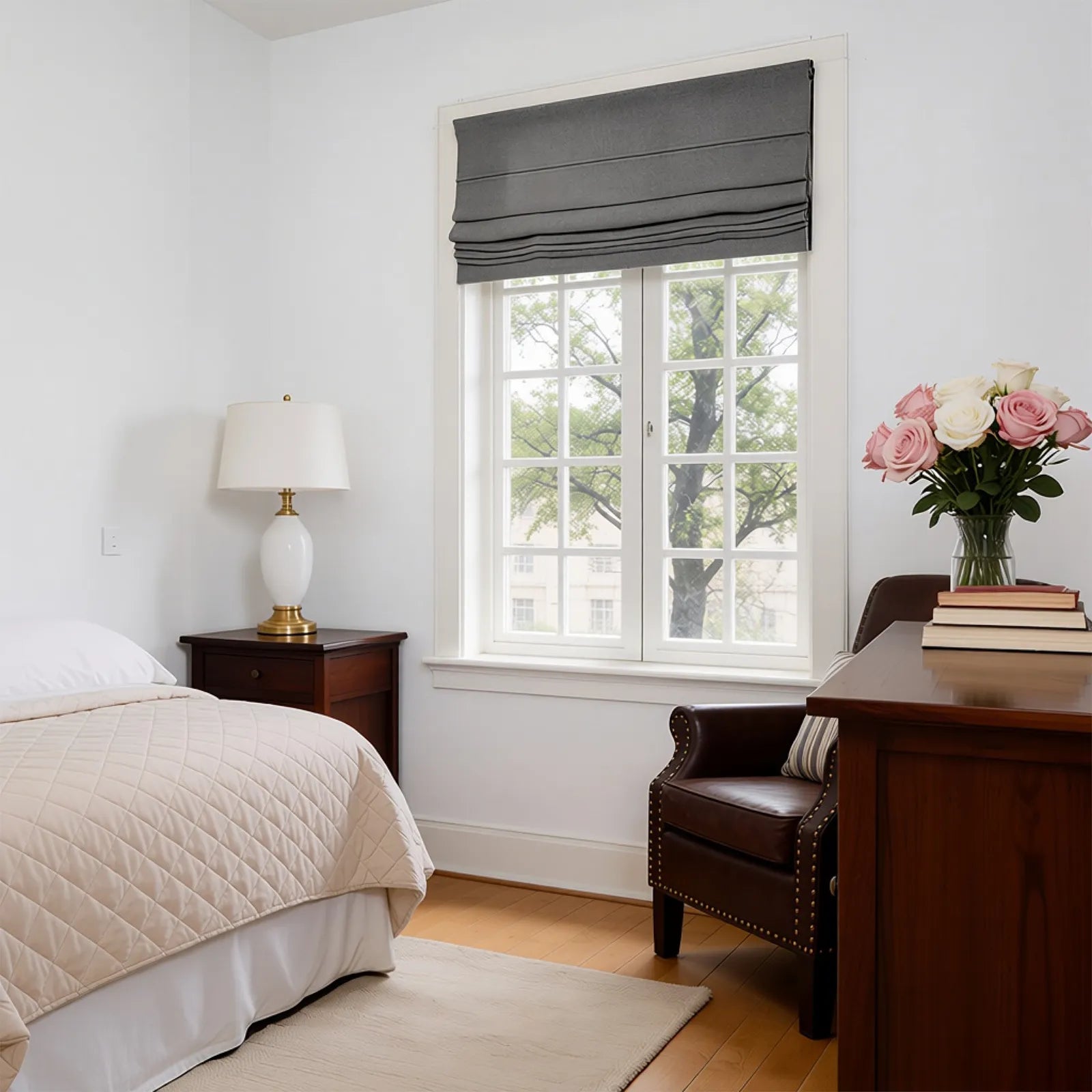 Jasper Dotted Linen Blend Roman Shades