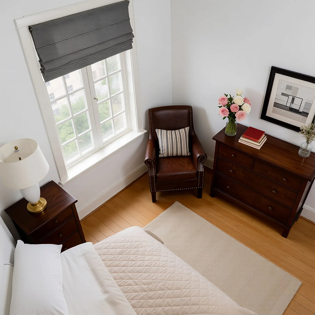 Jasper Dotted Linen Blend Roman Shades