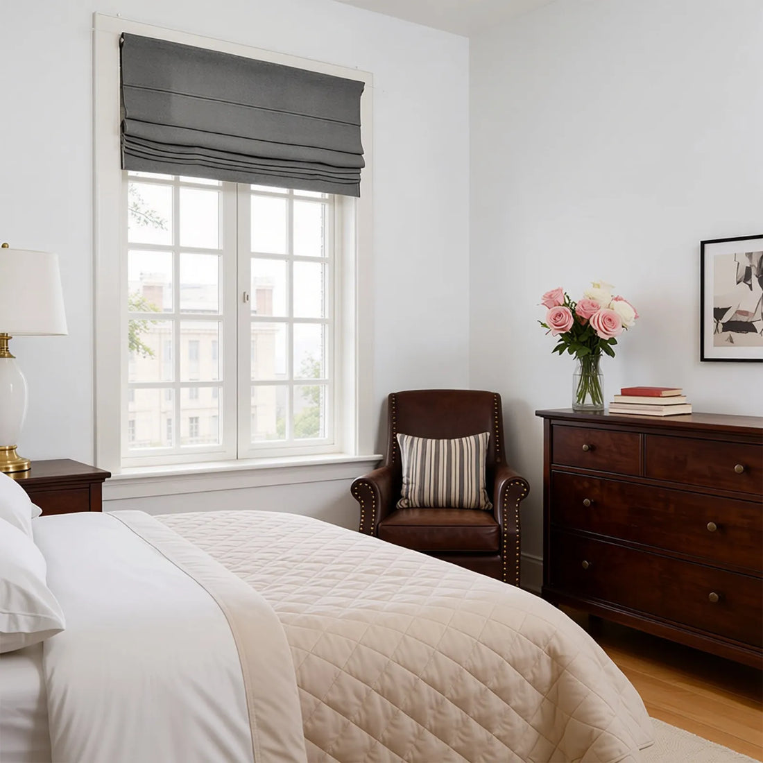 Jasper Dotted Linen Blend Roman Shades