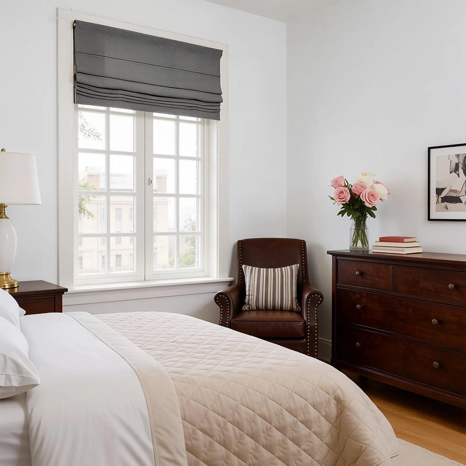 Jasper Dotted Linen Blend Roman Shades