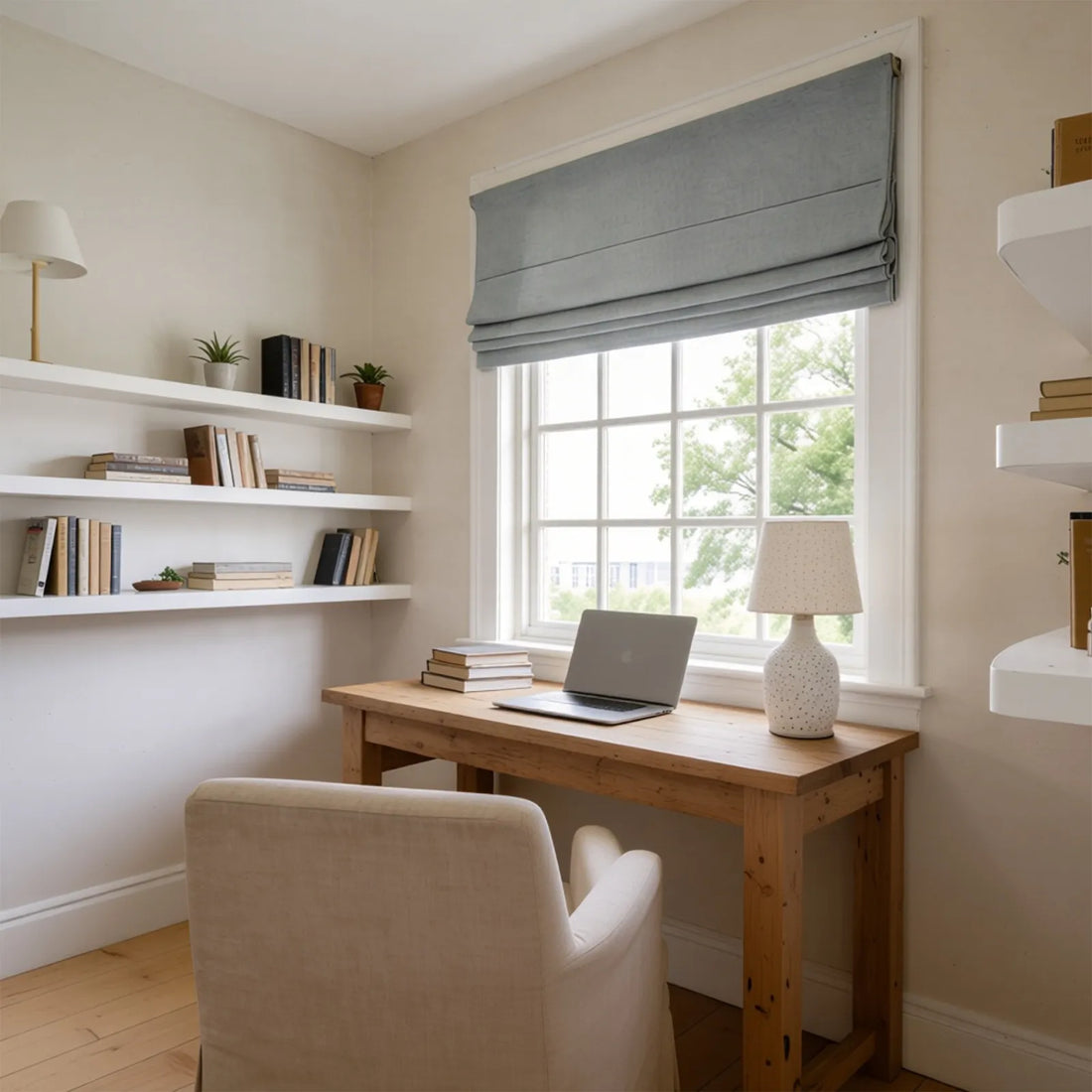 Jasper Dotted Linen Blend Roman Shades