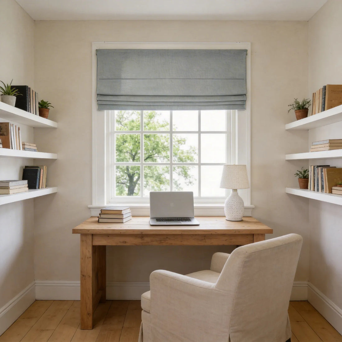 Jasper Dotted Linen Blend Roman Shades
