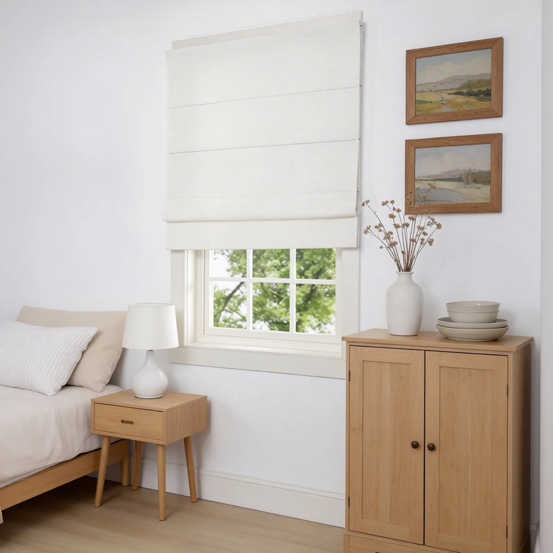 Jasper Dotted Linen Blend Roman Shades