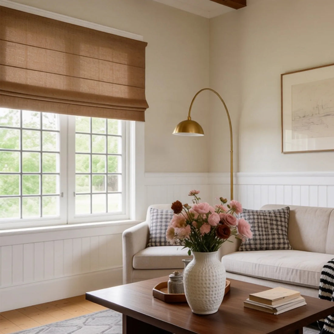 Jasper Dotted Linen Blend Roman Shades