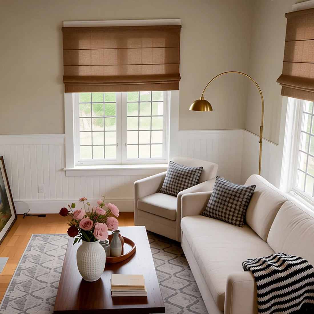 Jasper Dotted Linen Blend Roman Shades