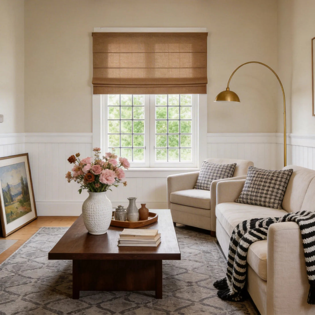Jasper Dotted Linen Blend Roman Shades