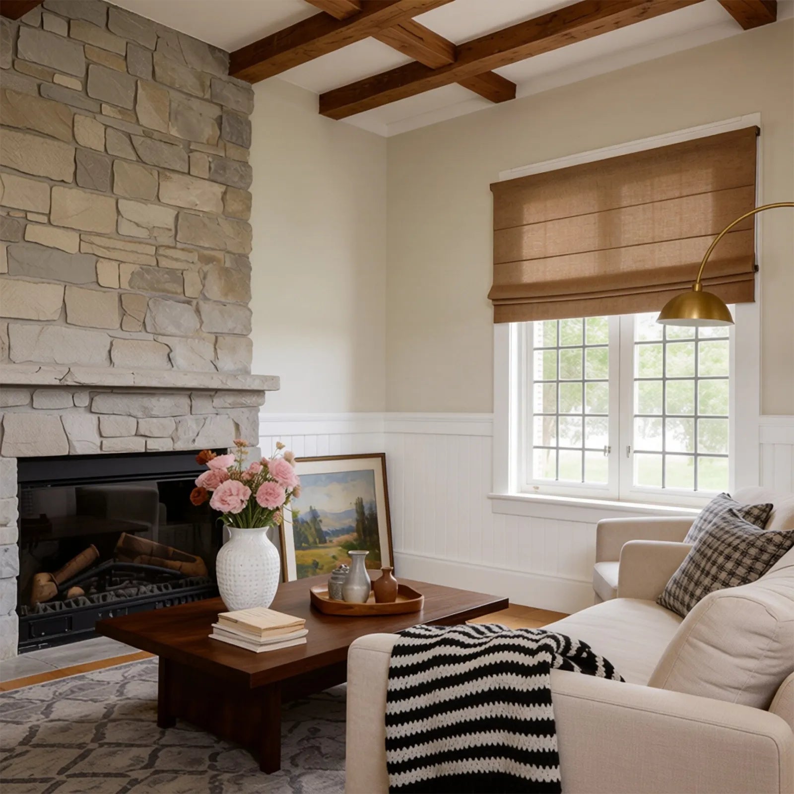 Jasper Dotted Linen Blend Roman Shades